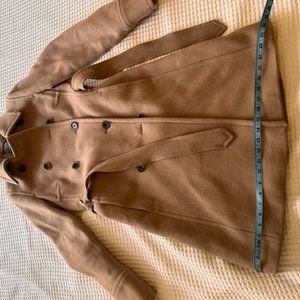 J Crew Stadium Cloth Nello Gori Camel Tan Peacoat Trench Coat Jacket Wool Sz 4